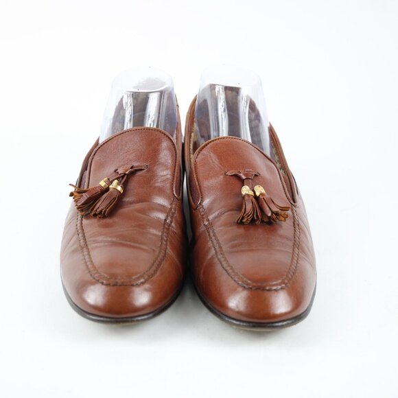 Gucci Sz 43.5? M Brown Tassle Leather Upper Fabric Inner Loafer Shoe - Picture 14 of 16